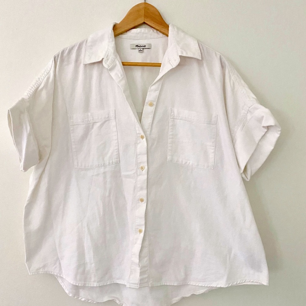 Madewell White Cotton Courier Shirt, size L
